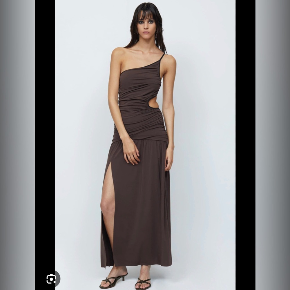 Bec & Bridge Brown One-Shoulder Dress